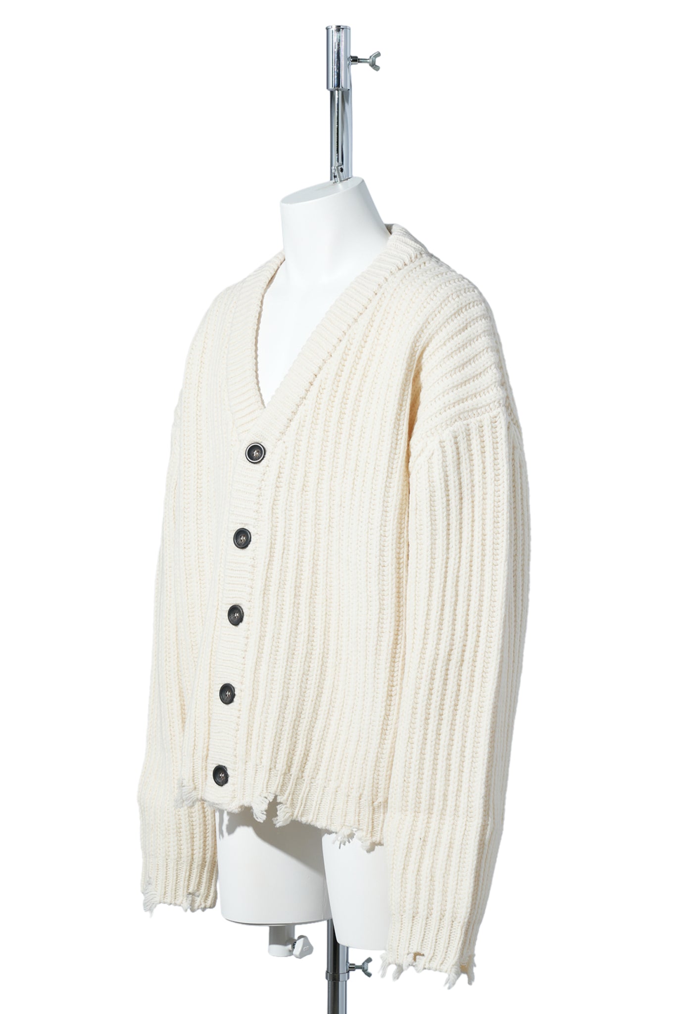 FRAYED CARDIGAN / A12P:WARM MILK