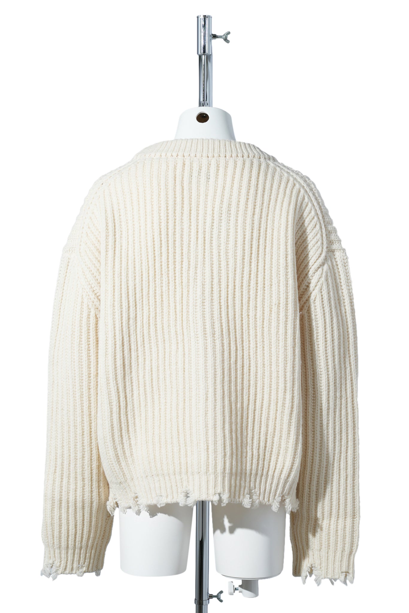 FRAYED CARDIGAN / A12P:WARM MILK