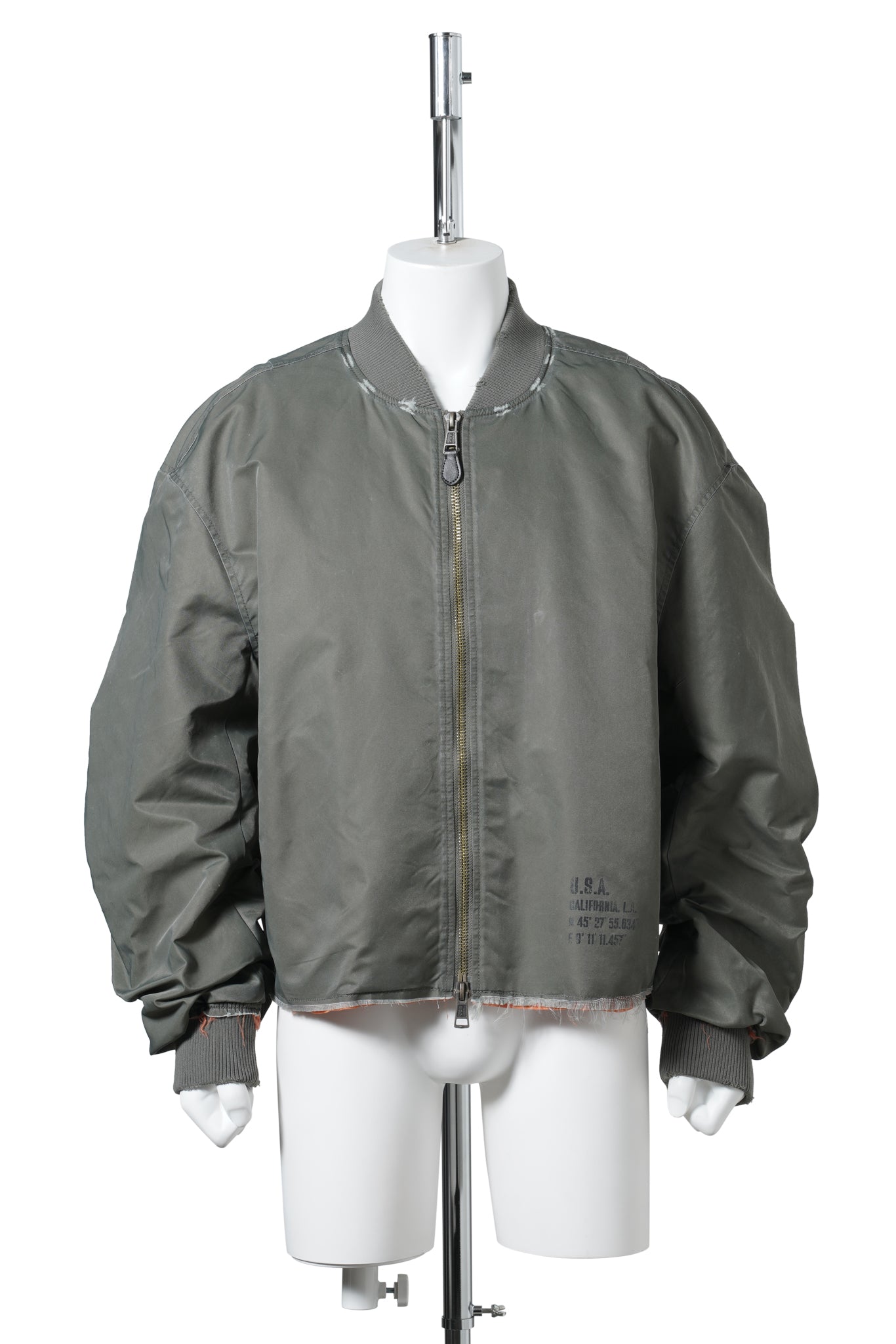 M_BOMBER RAW CUT / FADING GRN