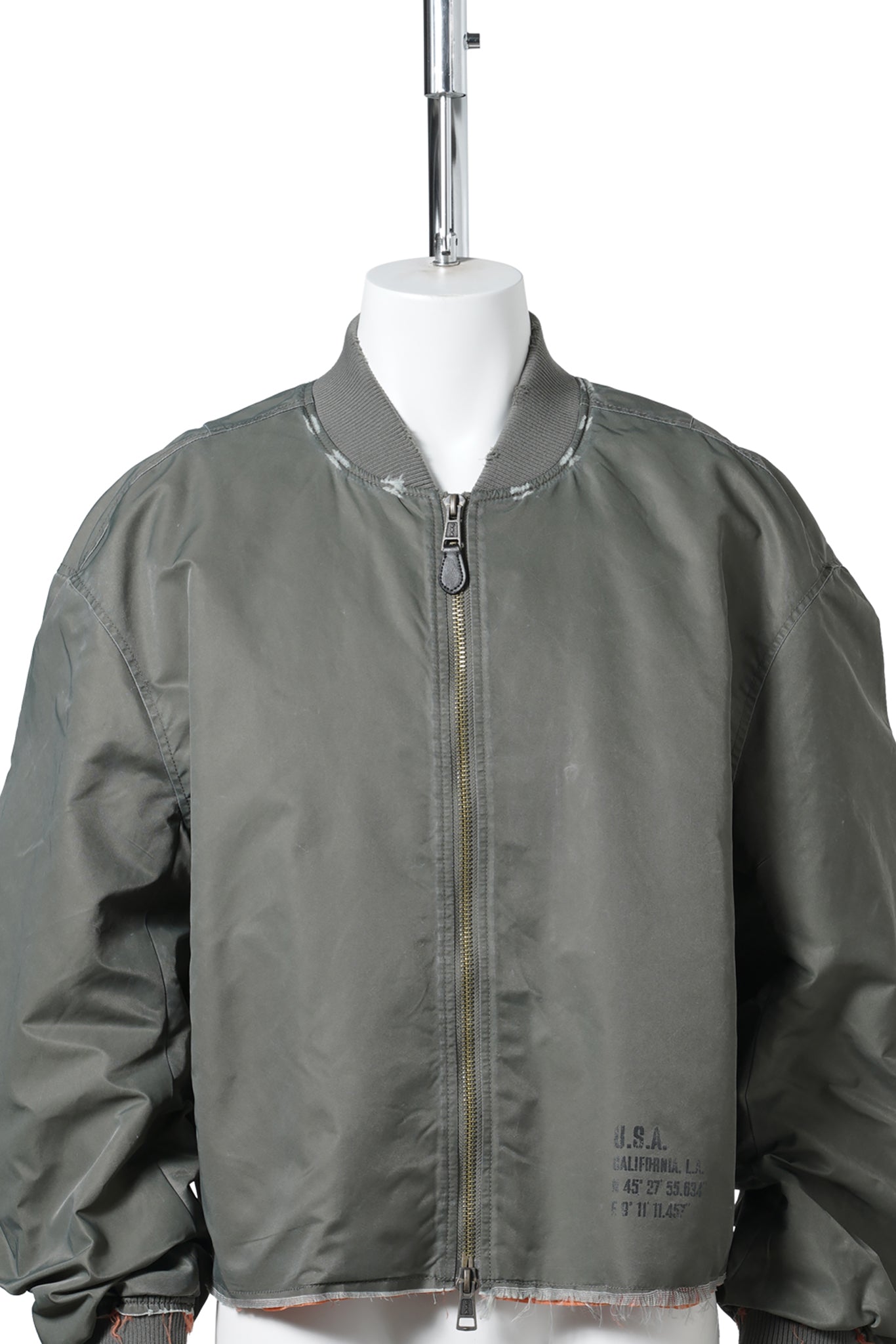 M_BOMBER RAW CUT / FADING GRN