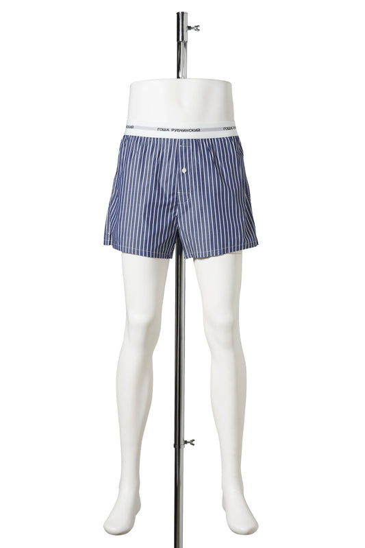 WOVEN BOXER SHORTS / NAVY-WHITE