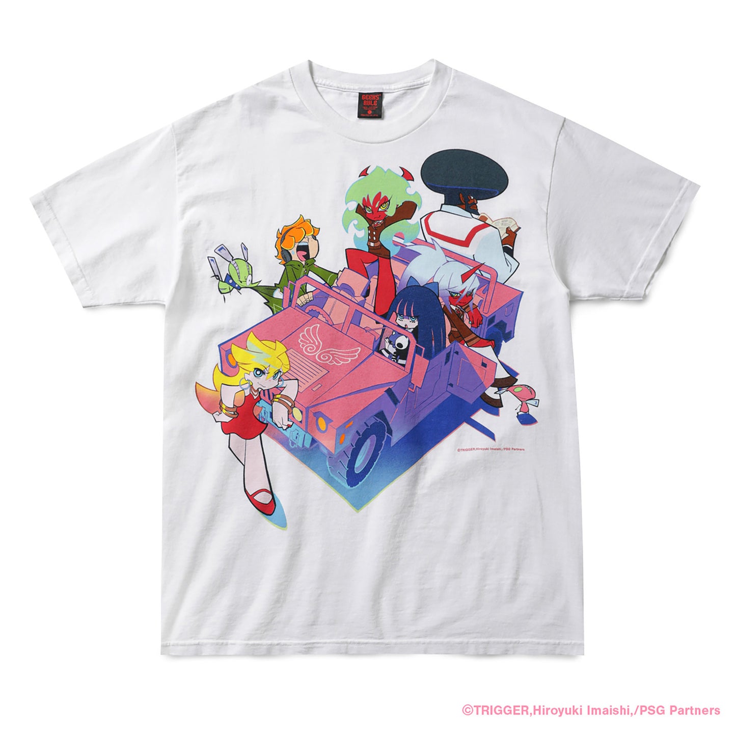 New PANTY & STOCKING with GARTERBELT × GEEKS RULE SILKSCREEN PRINTING TSHIRTS / WHITE