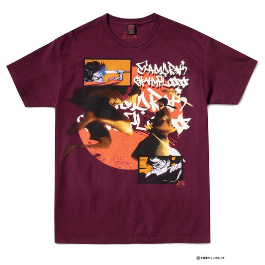 サムライチャンプルー x GEEKS RULE 15 SILKSCREEN PRINTING T SHIRT / BURGUNDY
