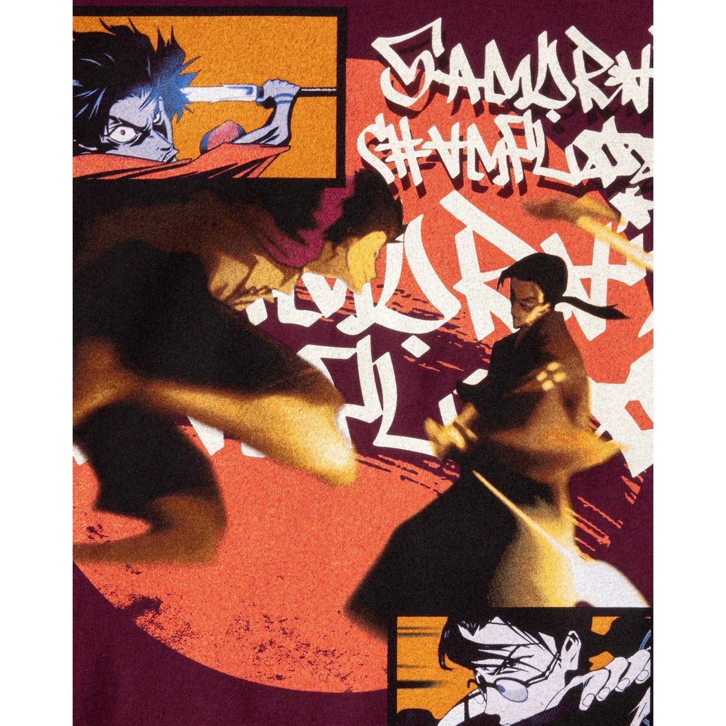 サムライチャンプルー x GEEKS RULE 15 SILKSCREEN PRINTING T SHIRT / BURGUNDY