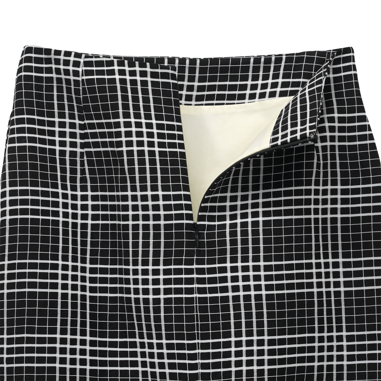 PENCIL SKIRT LINEN CHECK / BLACK CREAM