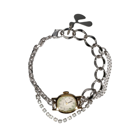 MIX CHAIN WATCH BRACELET / SILVER