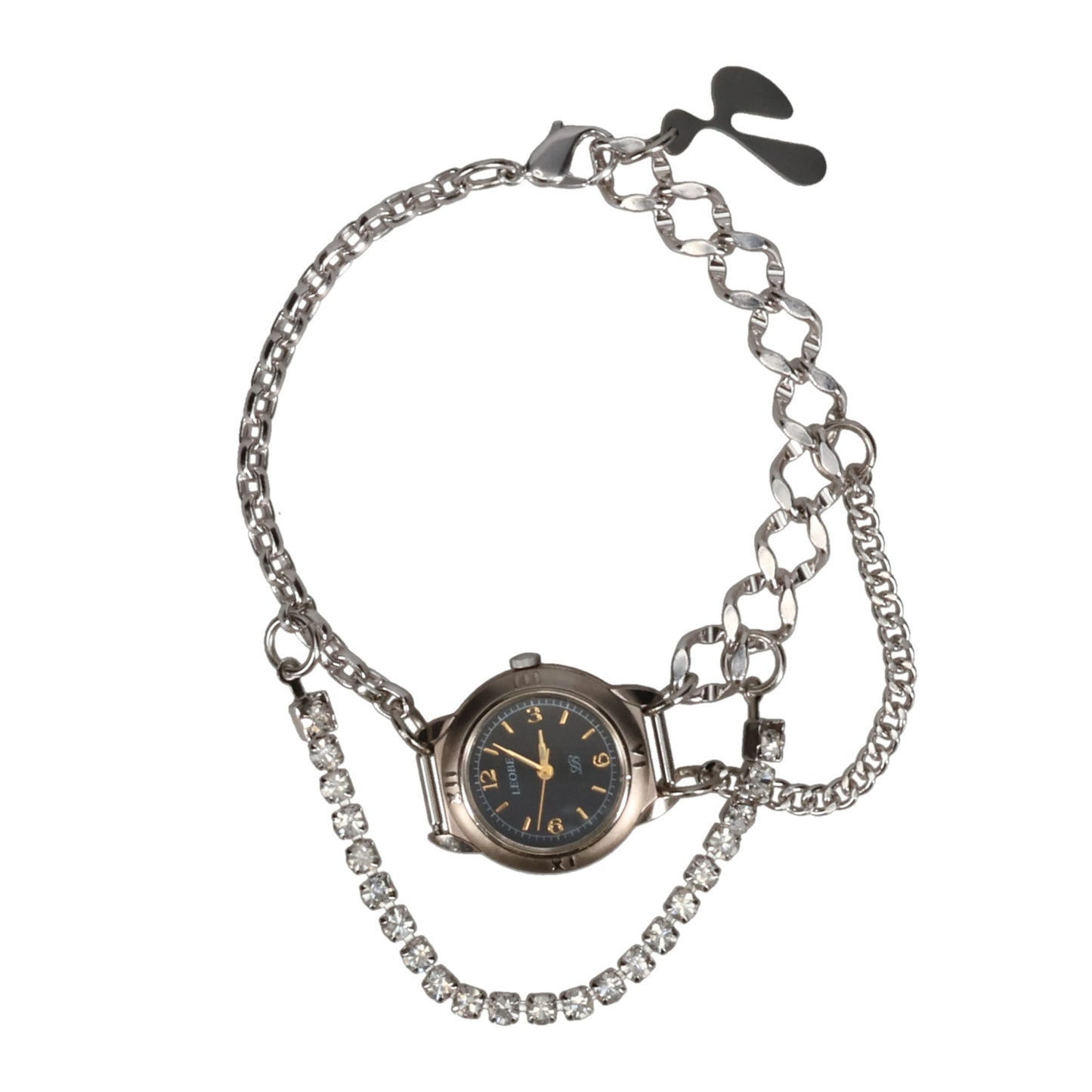 MIX CHAIN WATCH BRACELET / SILVER