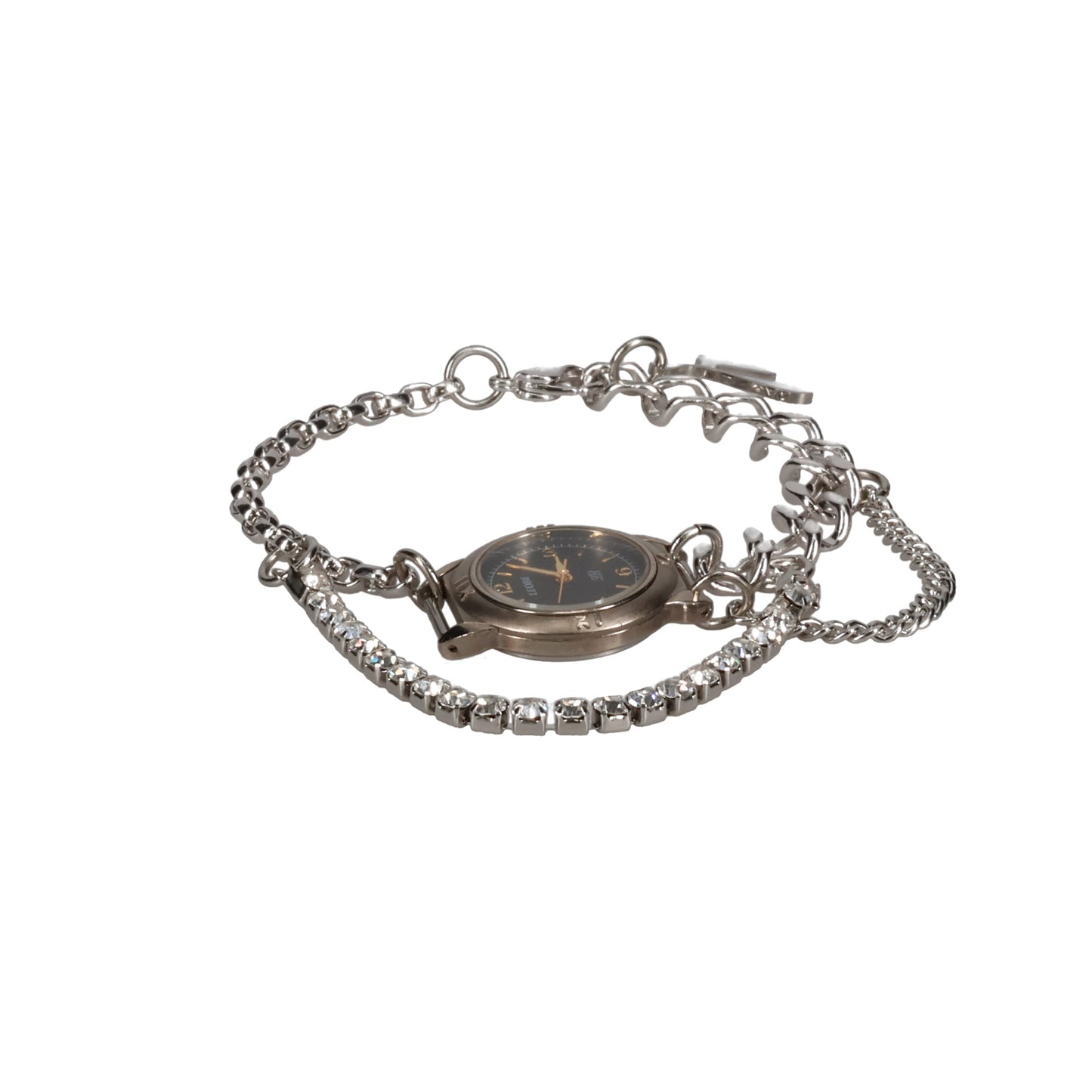 MIX CHAIN WATCH BRACELET / SILVER