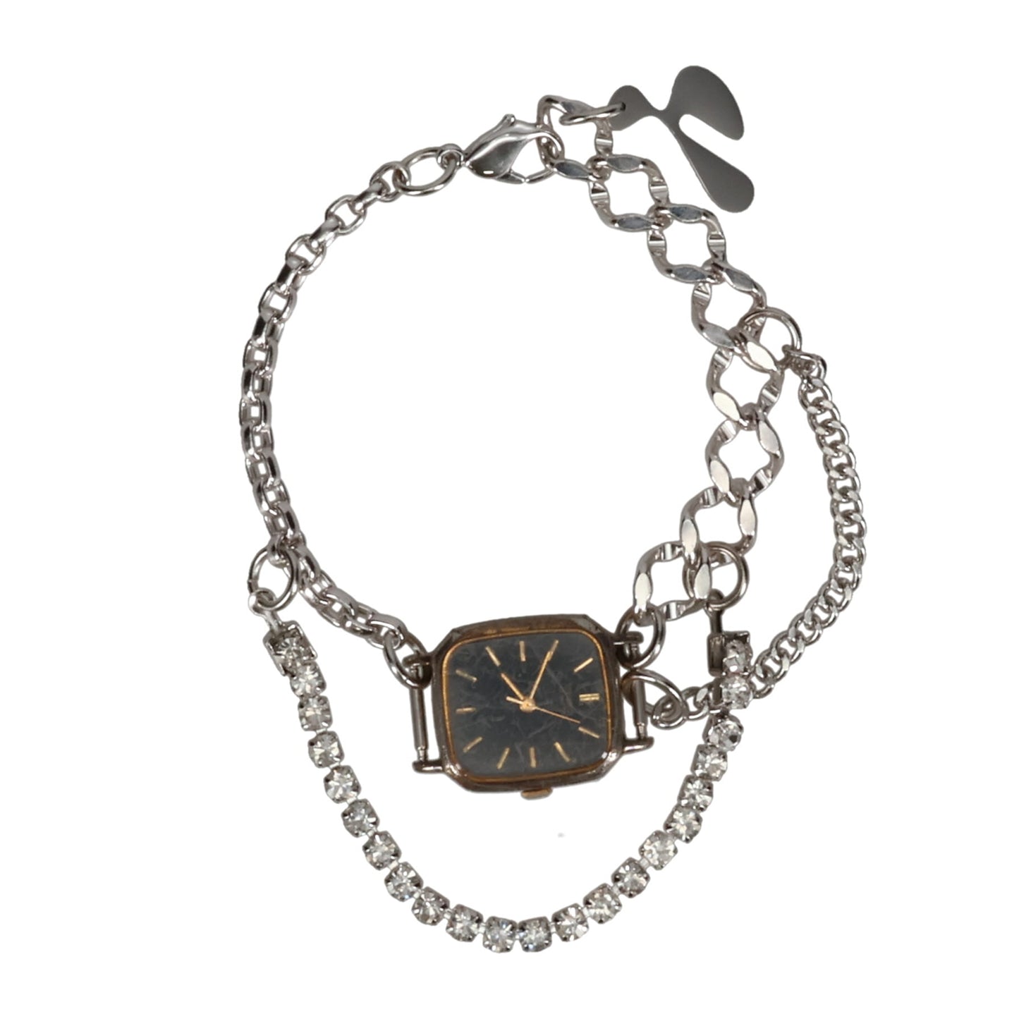 MIX CHAIN WATCH BRACELET / SILVER