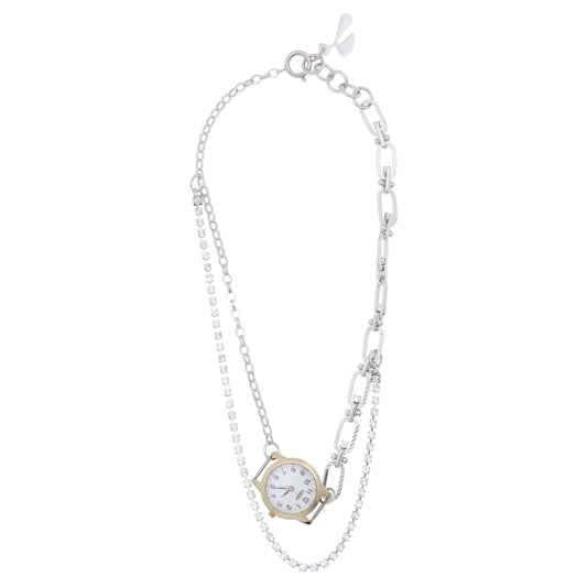 FUSION WATCH NECKLACE / SILVER