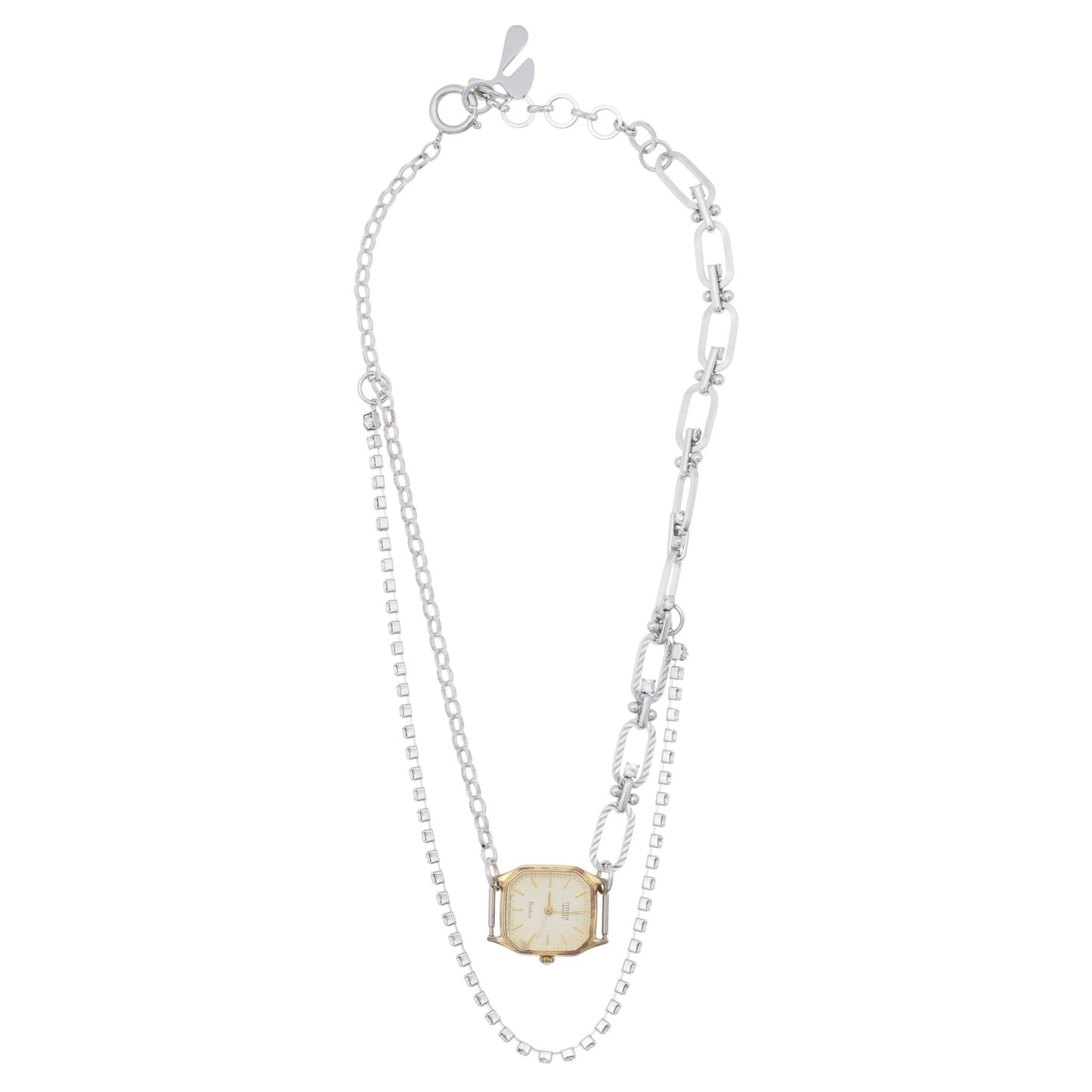 FUSION WATCH NECKLACE / SILVER