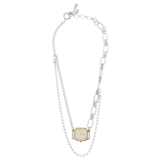 FUSION WATCH NECKLACE / SILVER