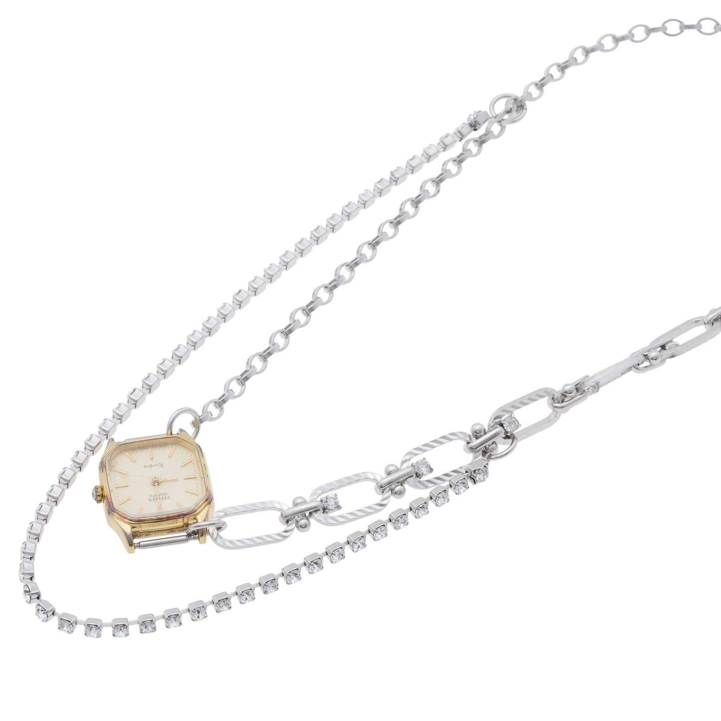 FUSION WATCH NECKLACE / SILVER