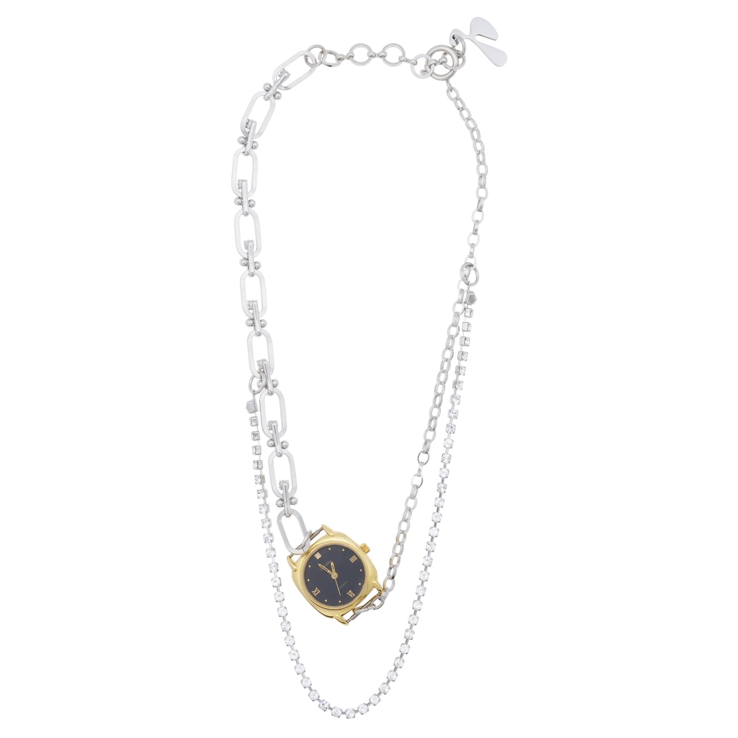 FUSION WATCH NECKLACE / SILVER