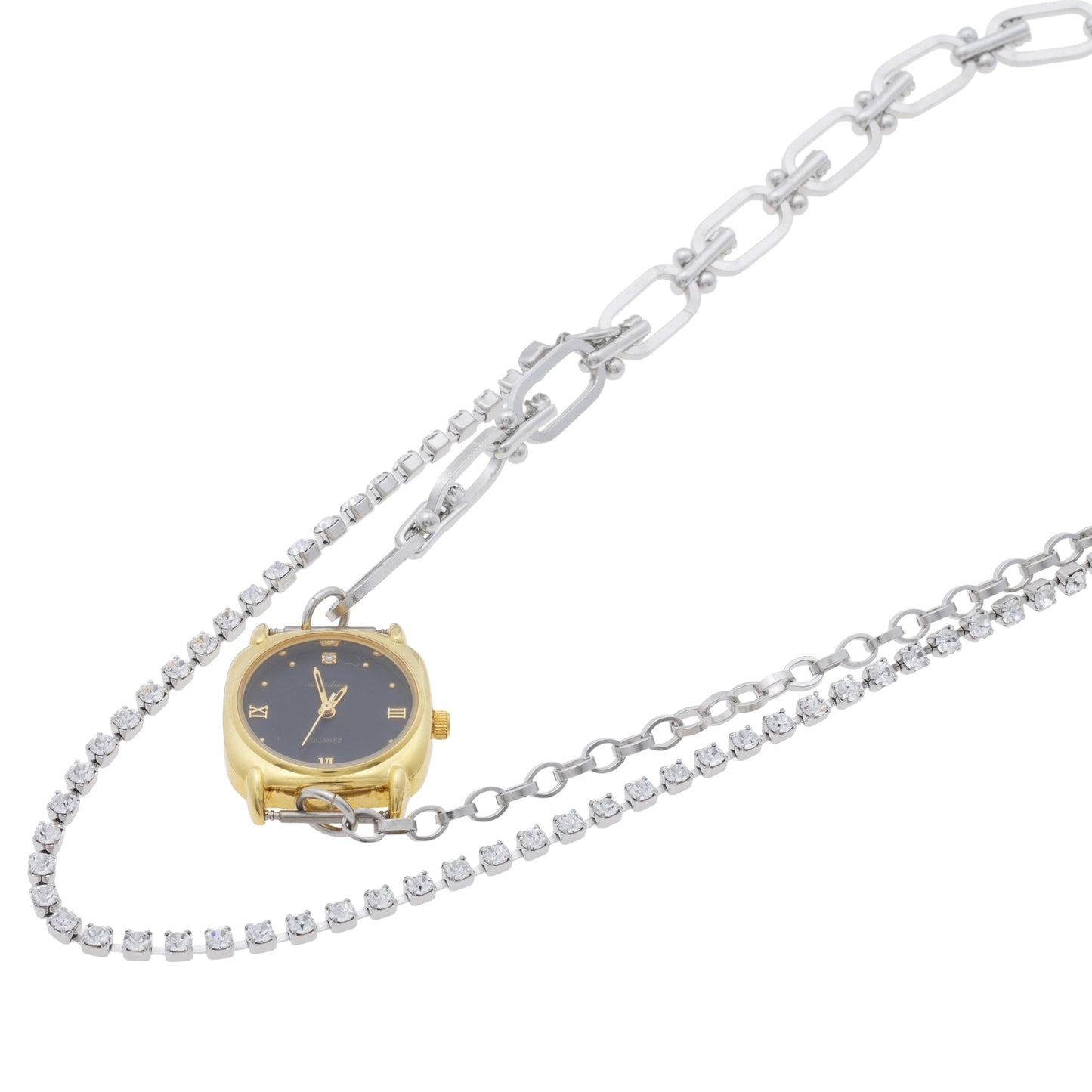 FUSION WATCH NECKLACE / SILVER
