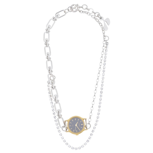 FUSION WATCH NECKLACE / SILVER
