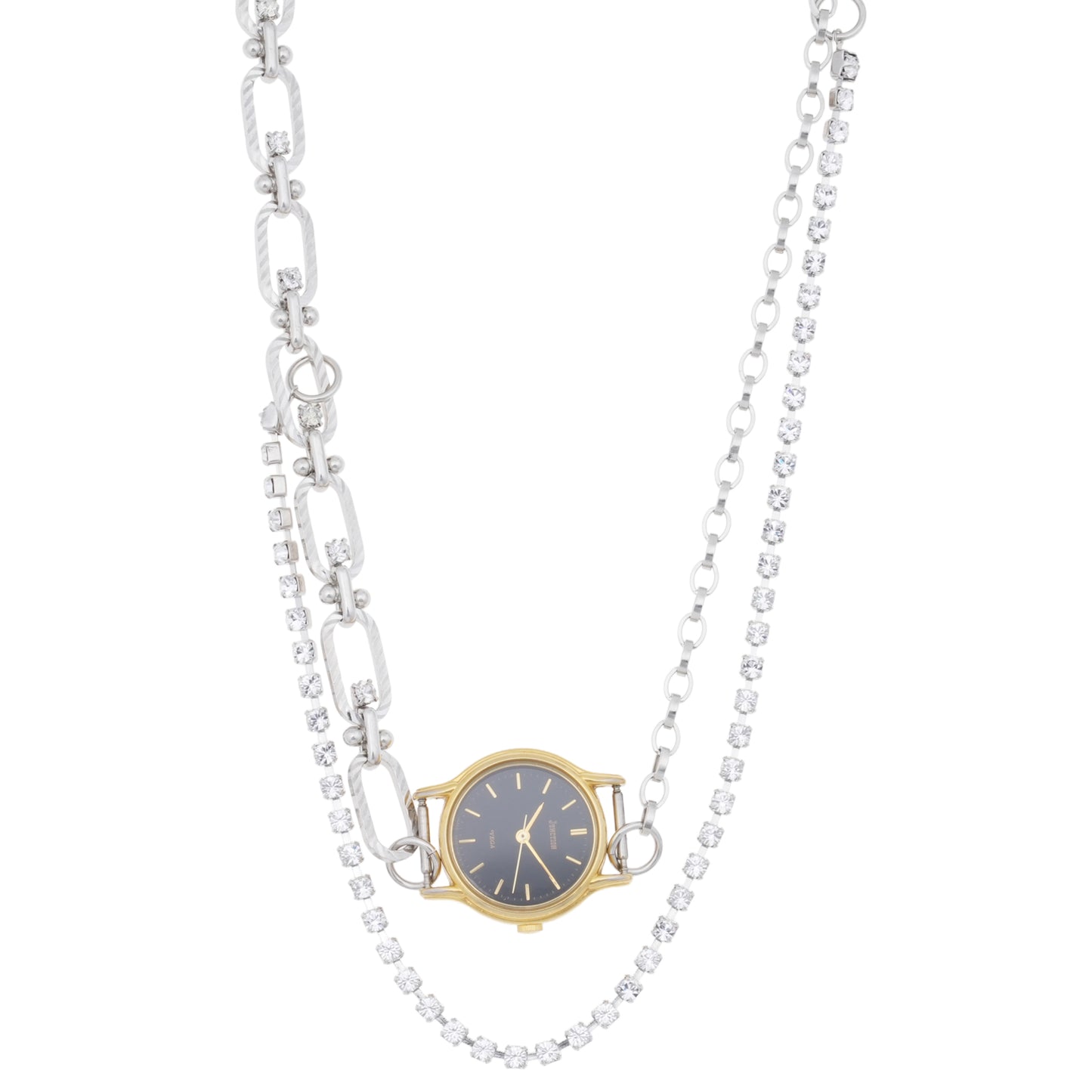 FUSION WATCH NECKLACE / SILVER