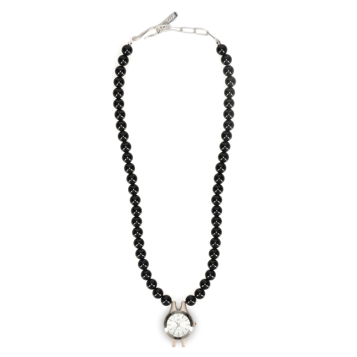 ORBIT WATCH NECKLACE - ONYX / BLACK