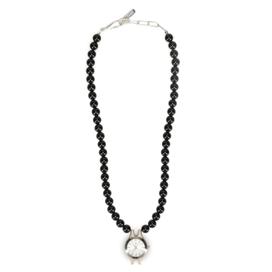 ORBIT WATCH NECKLACE - ONYX / BLACK