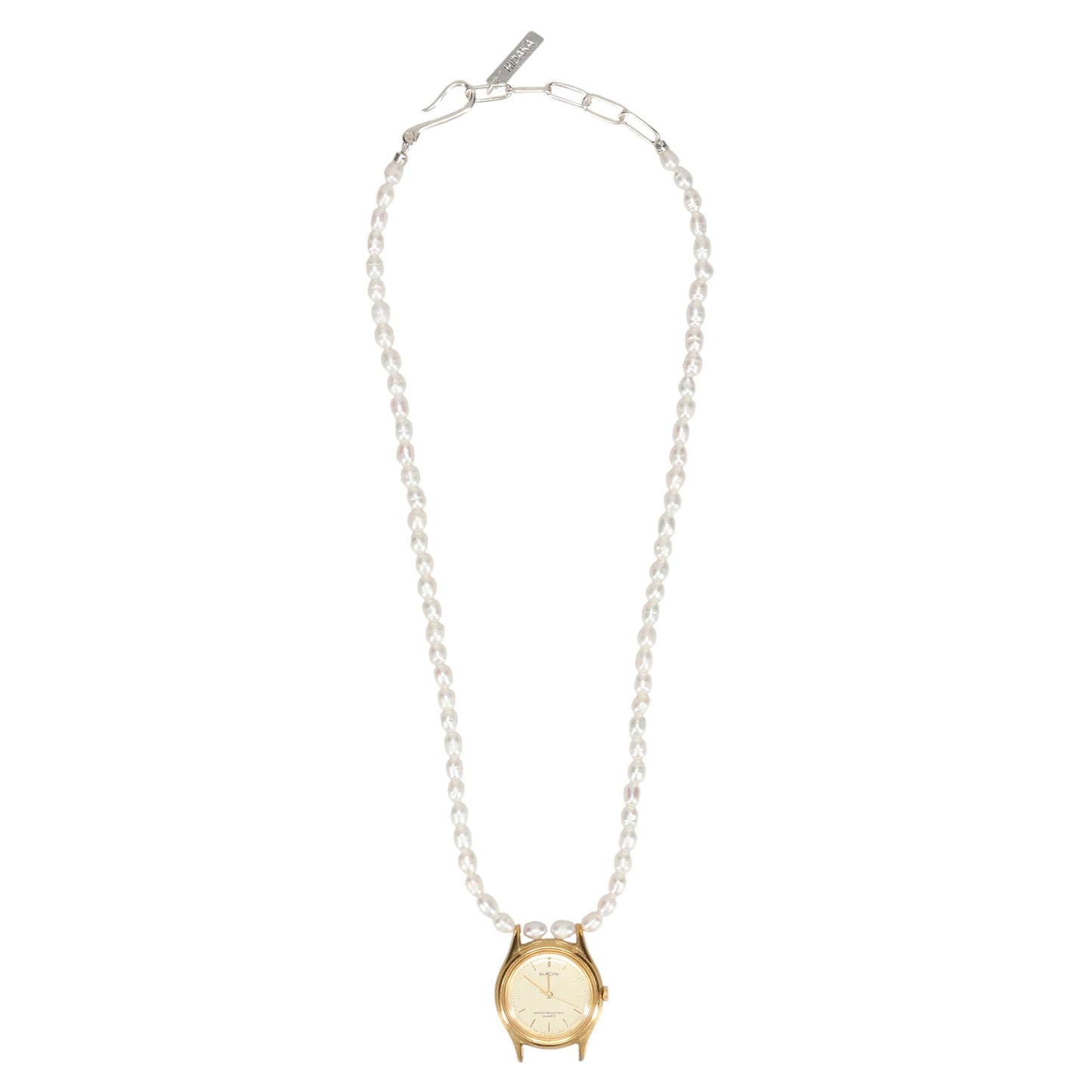 ORBIT WATCH NECKLACE - PEARL / PEARL