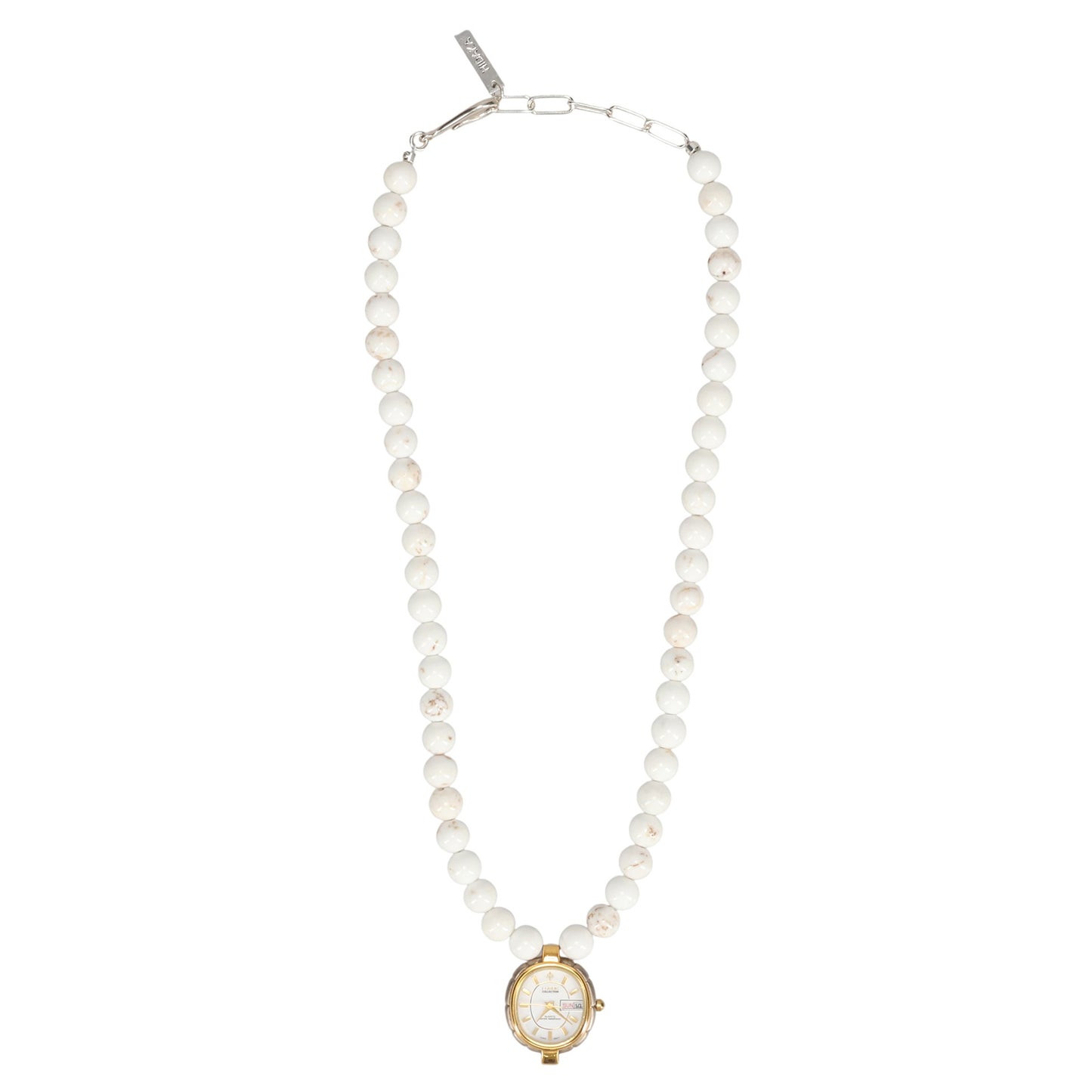 ORBIT WATCH NECKLACE - MAGNESITE / WHITE