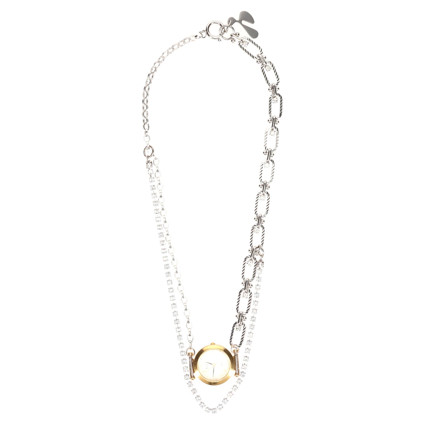 FUSION WATCH NECKLACE / SILVER