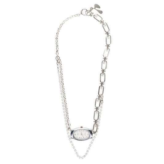 FUSION WATCH NECKLACE / SILVER