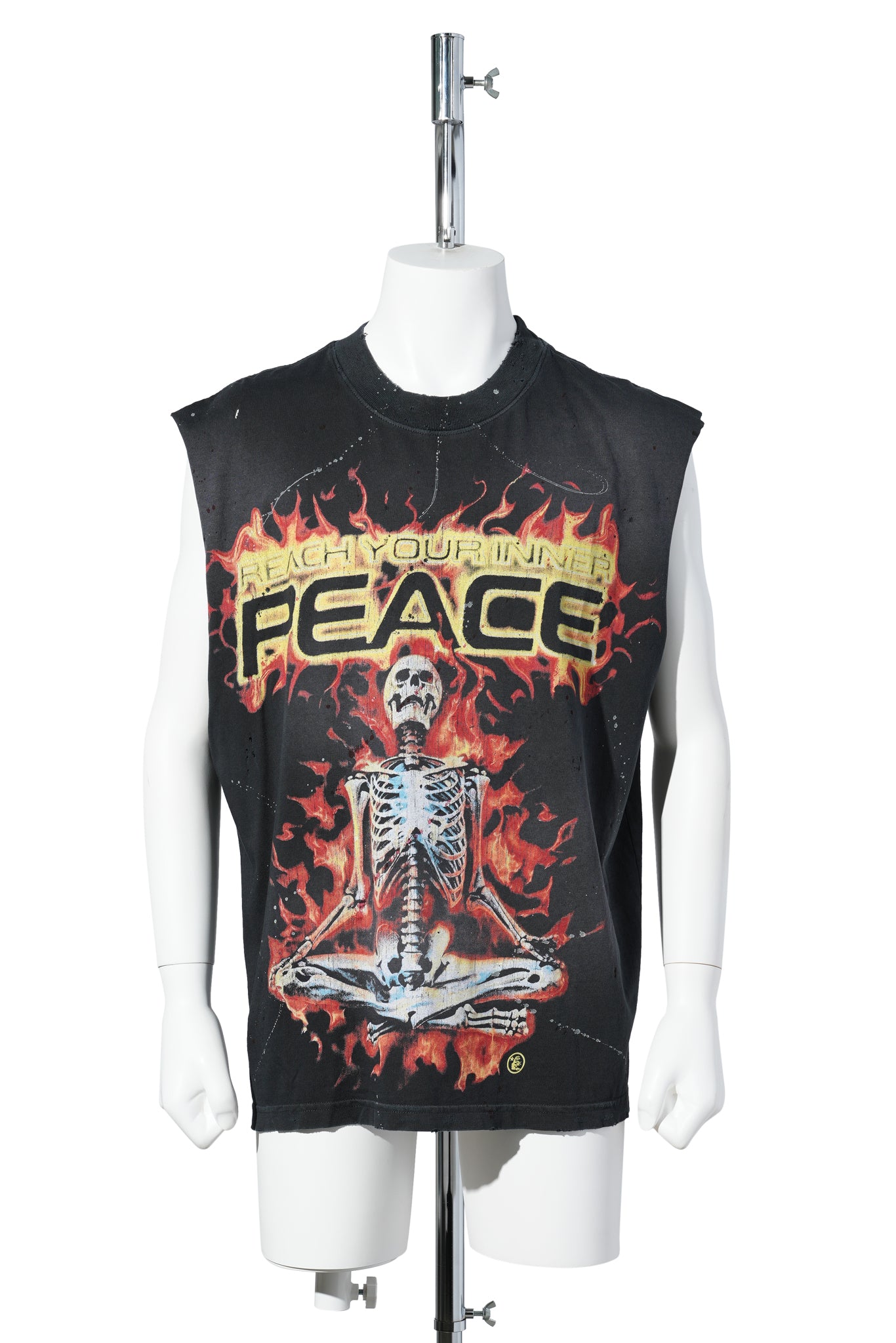 INNER PEACE SKELETON T-SHIRT (SLEEVELESS) / BLACK