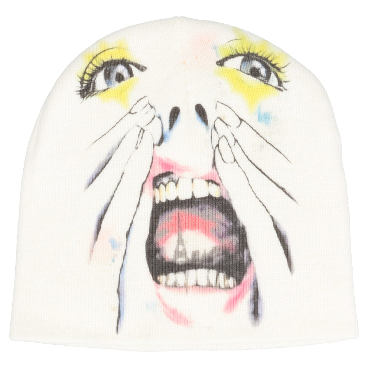 PAINT SURFER FACE BEANIE / WHITE