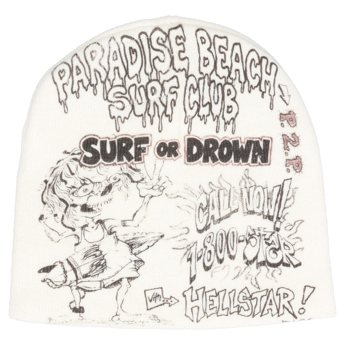 PAINT SURFER FACE BEANIE / WHITE