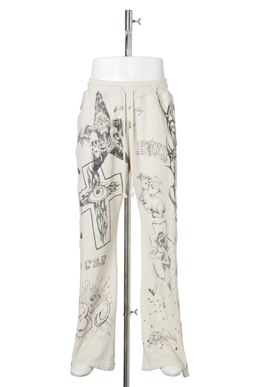 GRAFFITTI MIRROR FACE SWEATPANTS / GREY