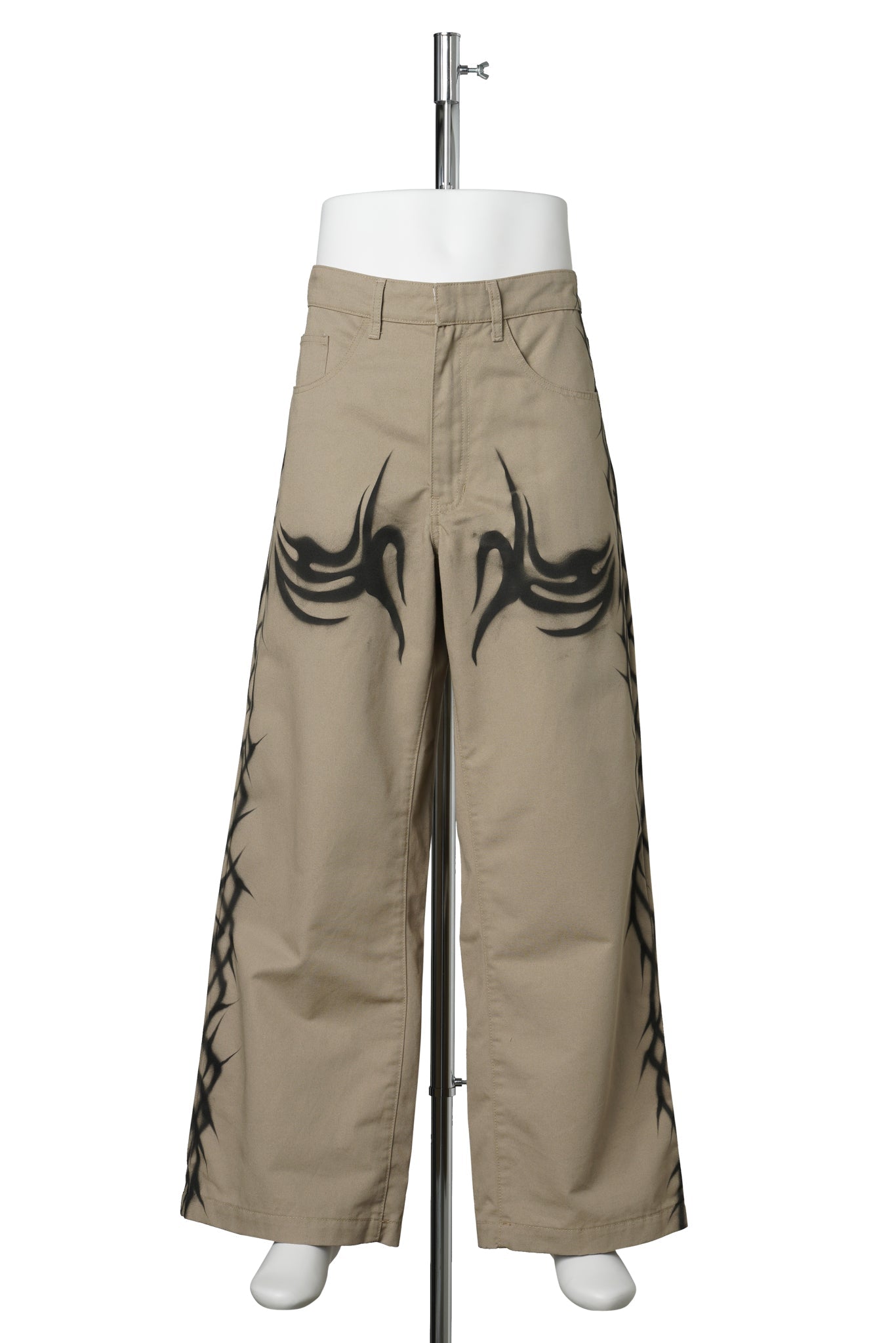 KHAKI TRIBAL AIRBRUSHED PANTS / BROWN