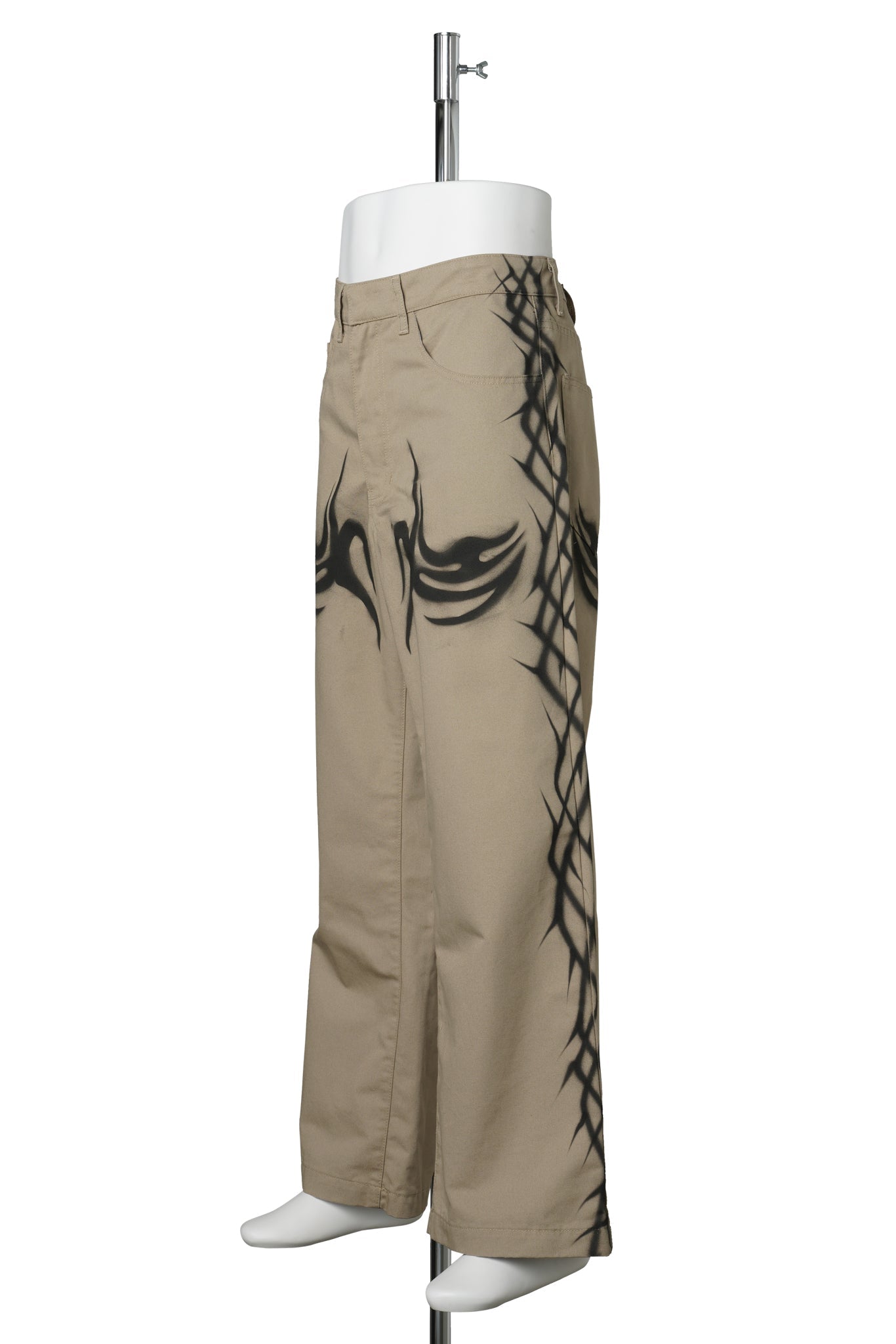 KHAKI TRIBAL AIRBRUSHED PANTS / BROWN