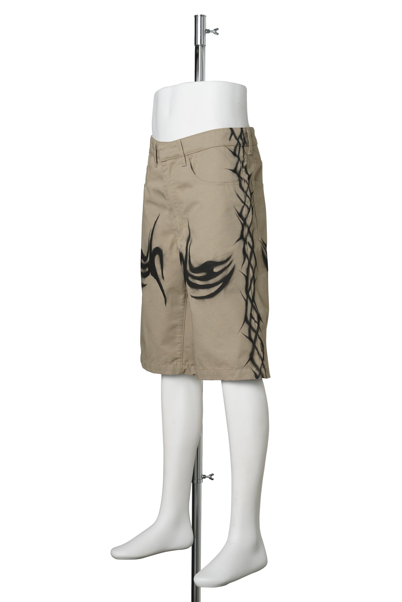 KHAKI TRIBAL AIRBRUSHED SHORTS / BROWN