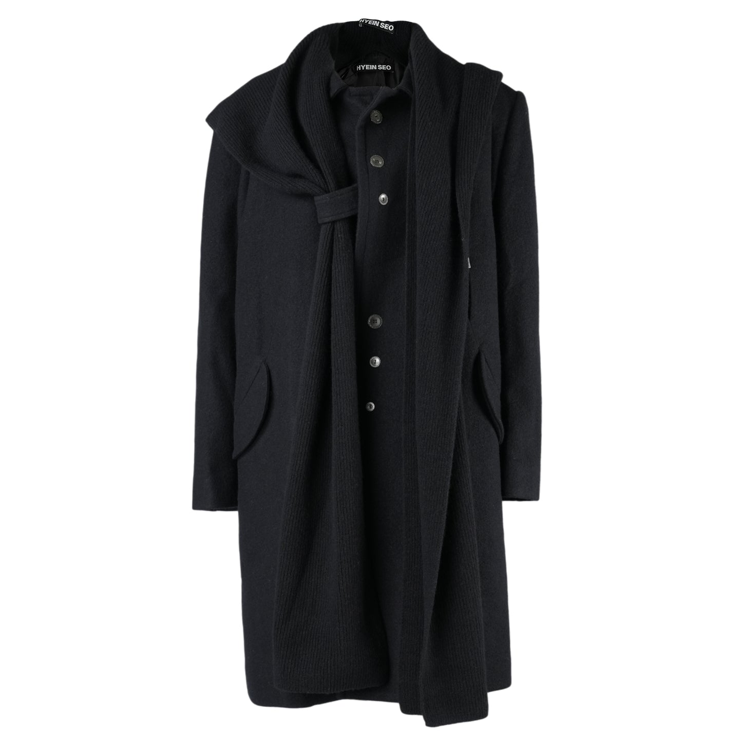 COAT w/ HOOD MUFFLER / BLACK