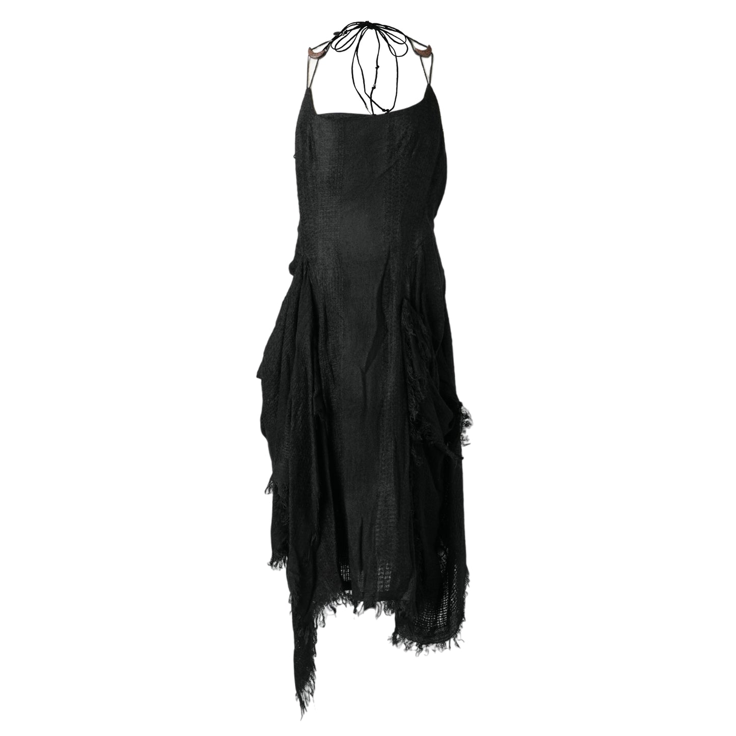 FRINGED CRESCENT DRESS / BLACK