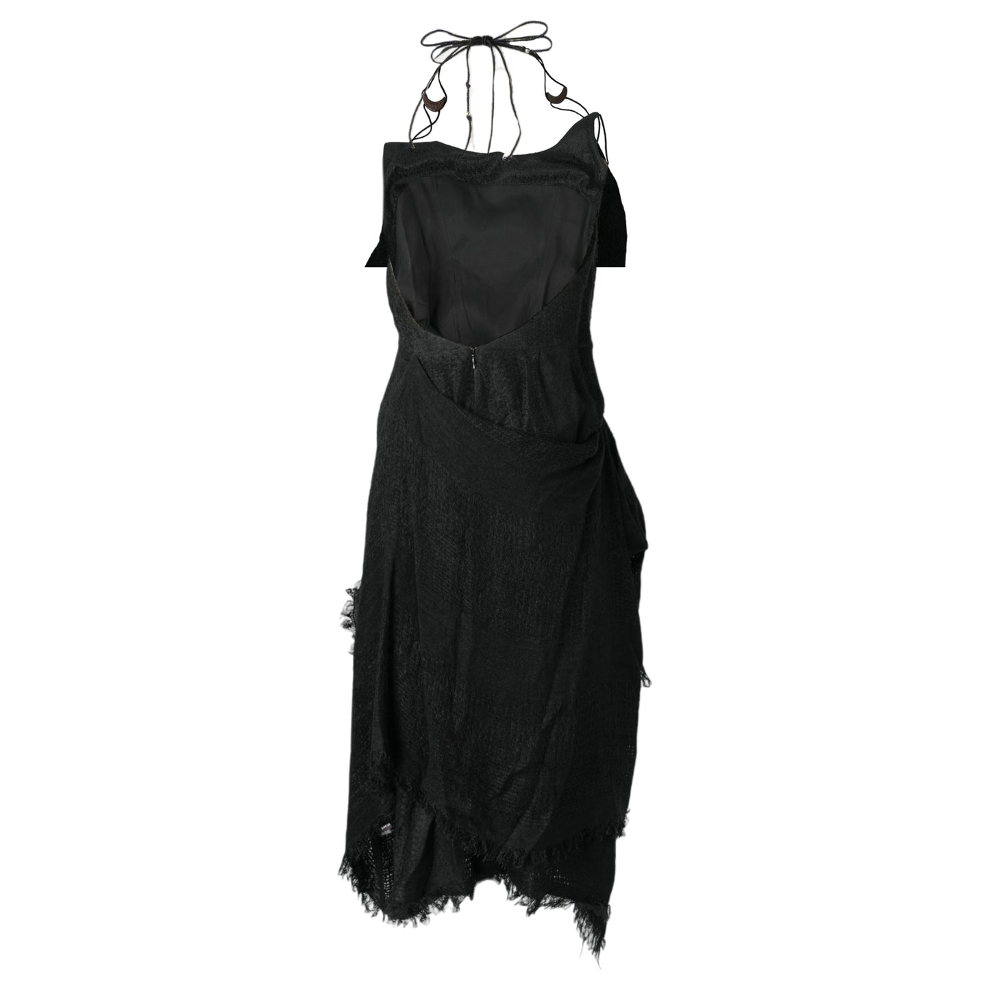 FRINGED CRESCENT DRESS / BLACK