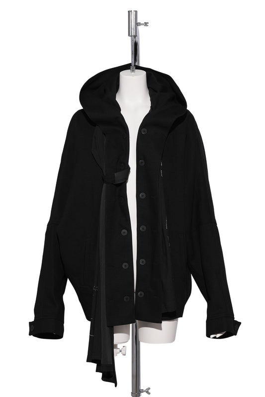 HOODED JAKCET W/ GRAPHIC MUFFLER / BLACK