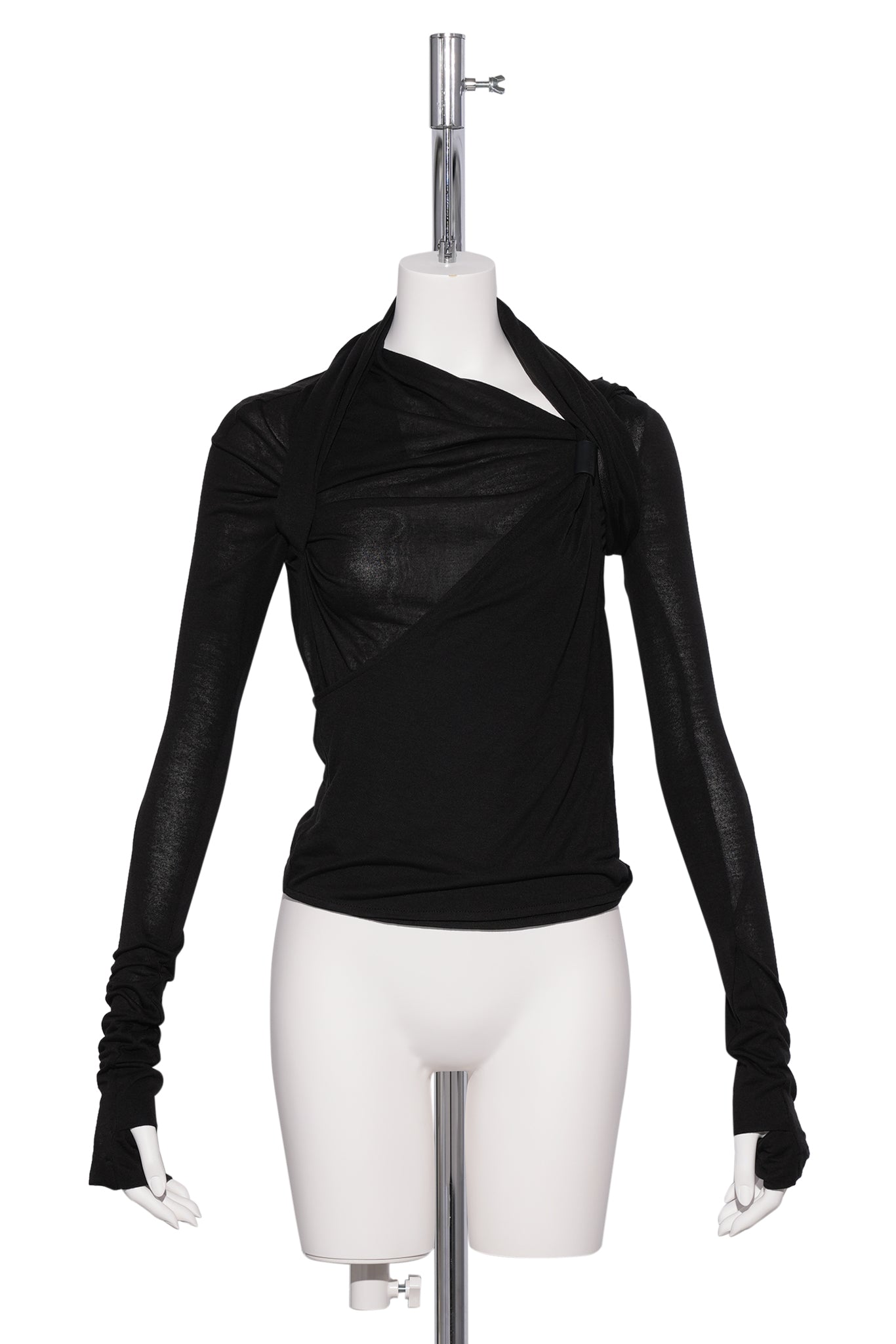 TIED LONG SLEEVE TOP / BLACK