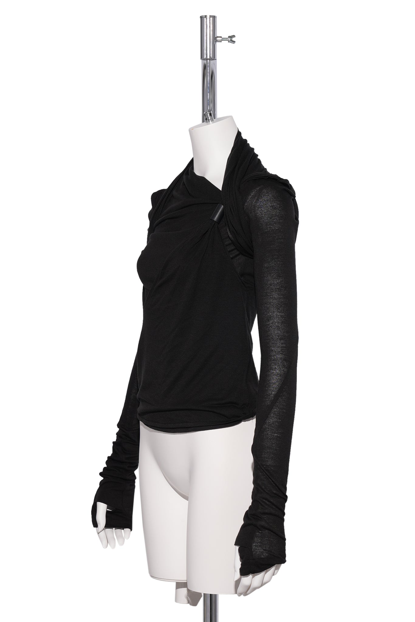 TIED LONG SLEEVE TOP / BLACK