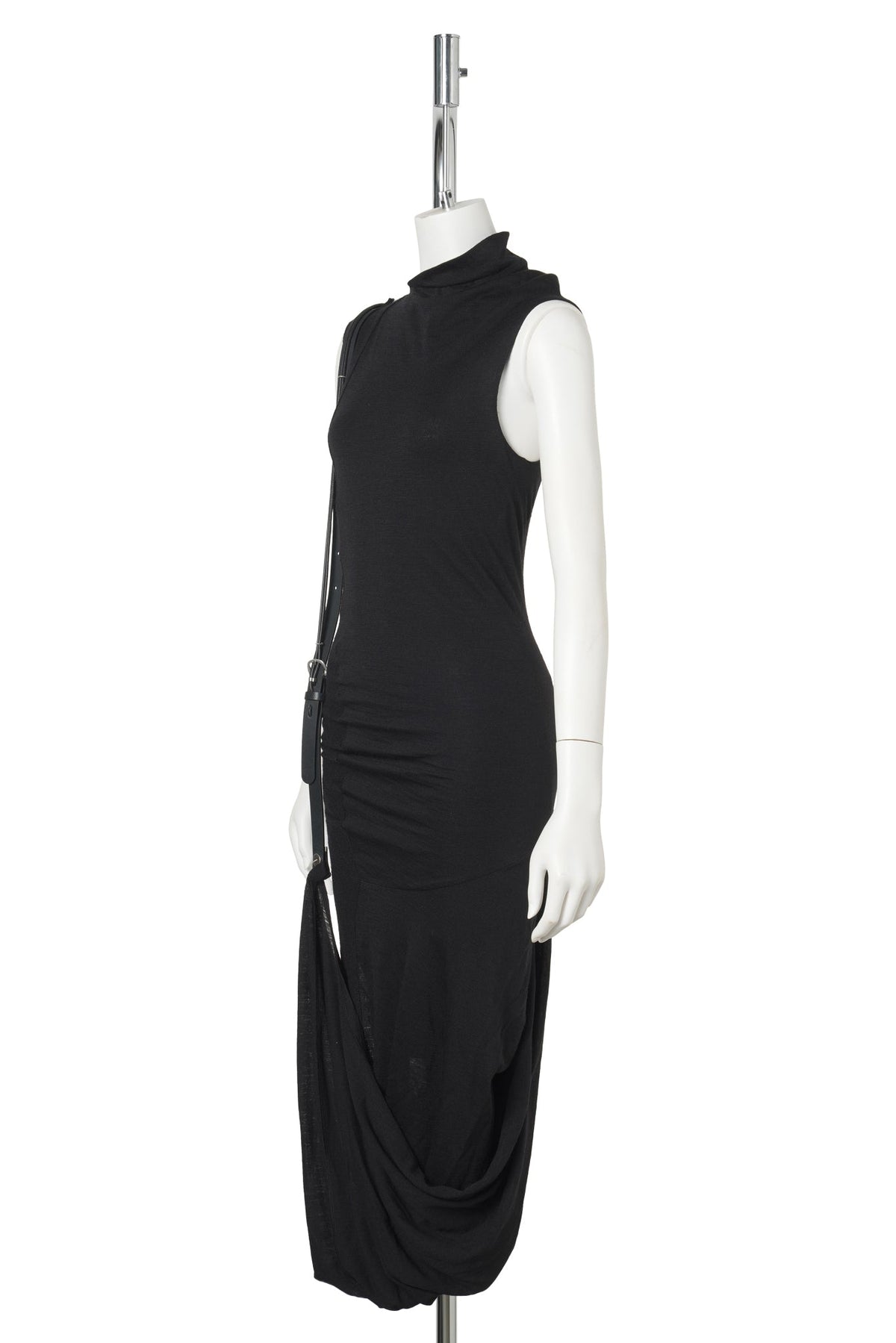 LEATHER STRAP DRESS / BLACK
