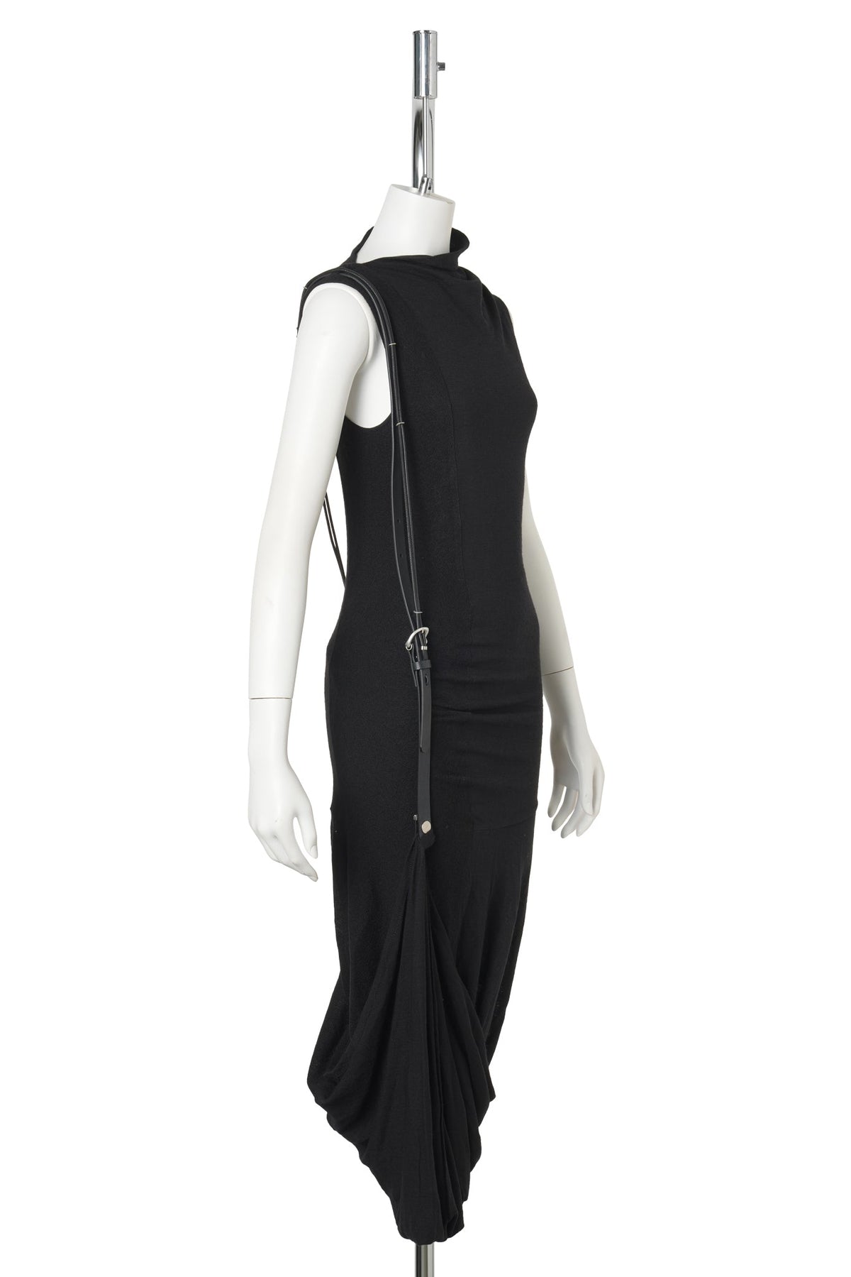 LEATHER STRAP DRESS / BLACK