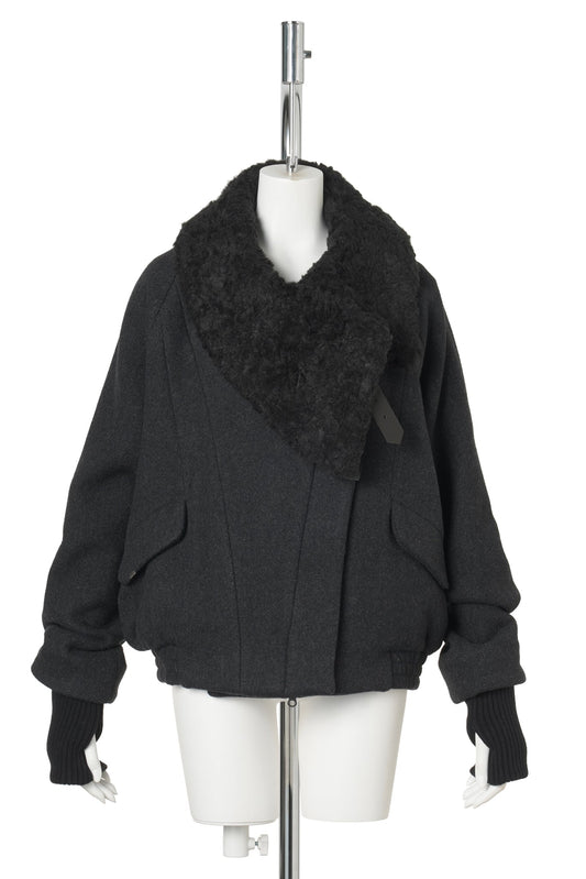 WOOL BOMBER JACKET / BLACK