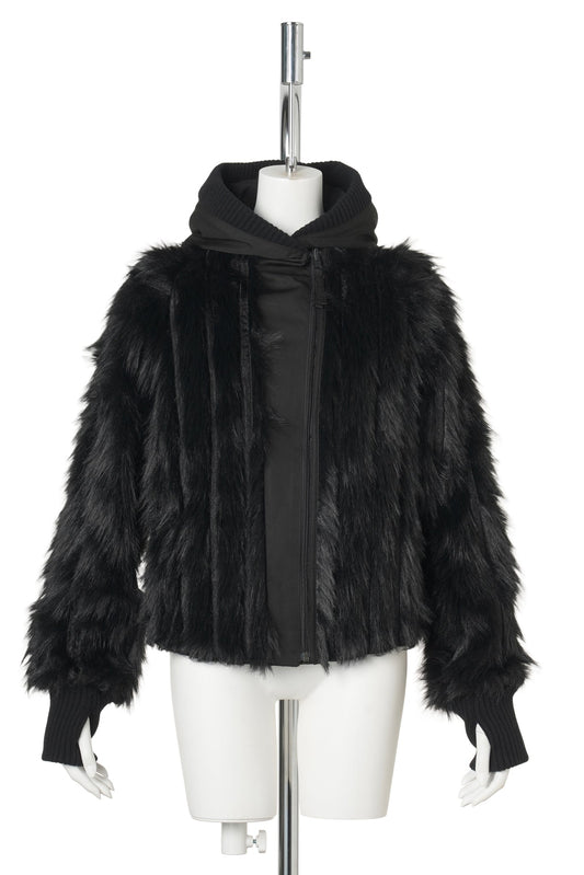 REVERSIBLE FUR JACKET / BLACK