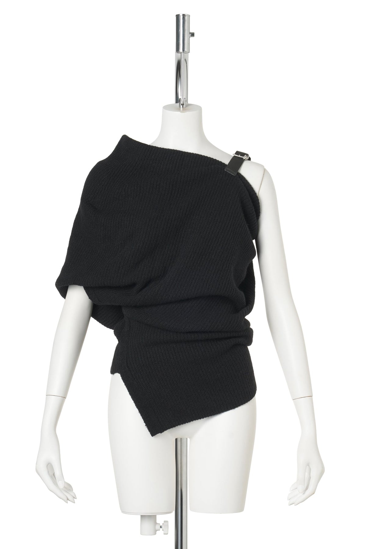ASYMMETRIC KNIT TOP / BLACK