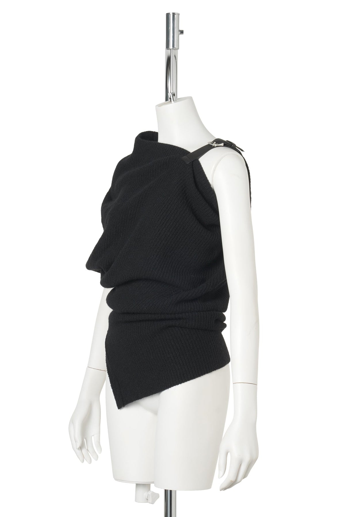 ASYMMETRIC KNIT TOP / BLACK