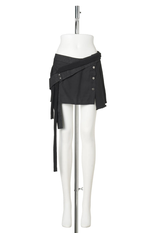 WRAP MINI SKIRT / BLACK