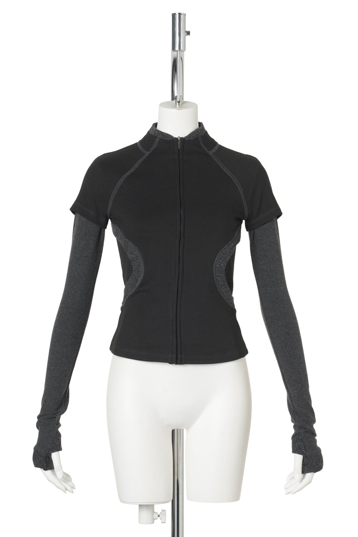 LAYERED ZIP TOP / BLACK