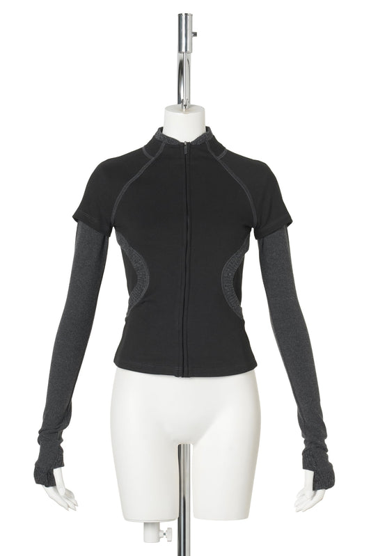 LAYERED ZIP TOP / BLACK