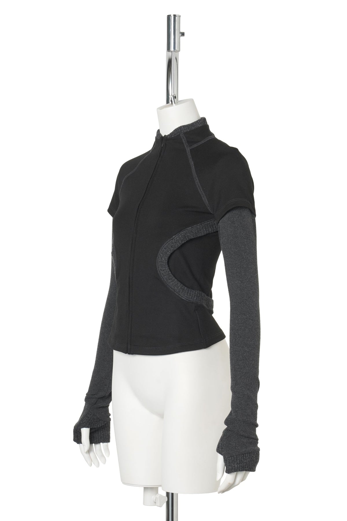 LAYERED ZIP TOP / BLACK